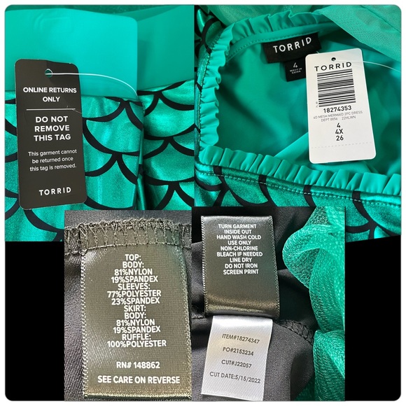 Torrid Mermaid Costume 2-Piece Mesh Dress NWT Size 4 SOLD OUT AT TORRID - Picture 9 of 16